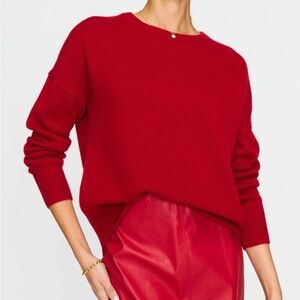Brochu Walker The Everyday Cashmere Bright Crew in Crimson